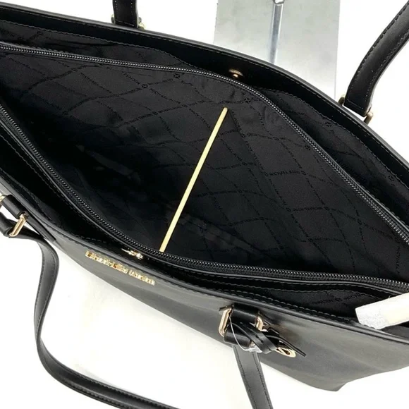Michael Kors Bag Large Sheila Mf Tote Bag & Large Trifold Wallet Black/Gold - Picture 10 of 14